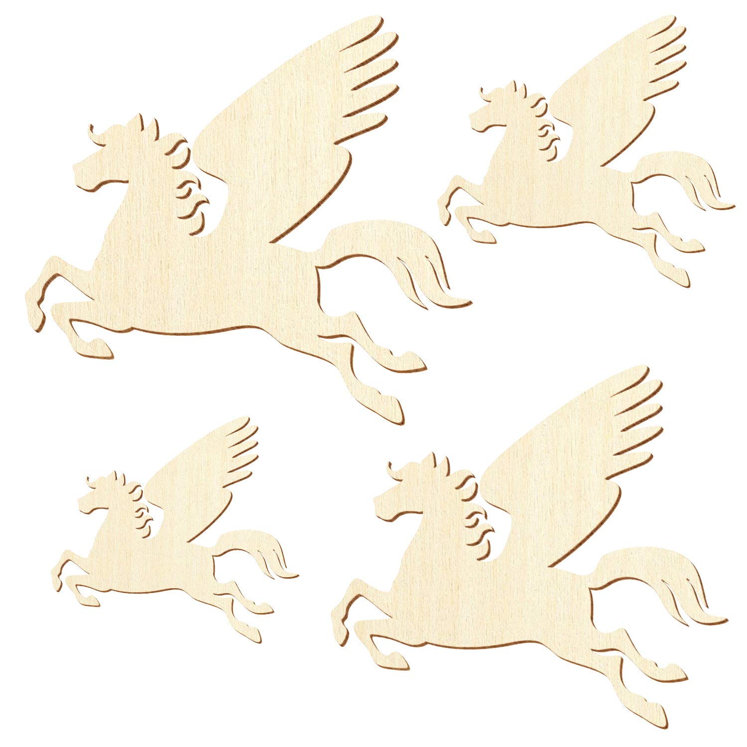 Pegaso de madera, 3-50 cm de ancho, decoración para manualidades, tamaño: 34 cm, paquete con 100 unidades