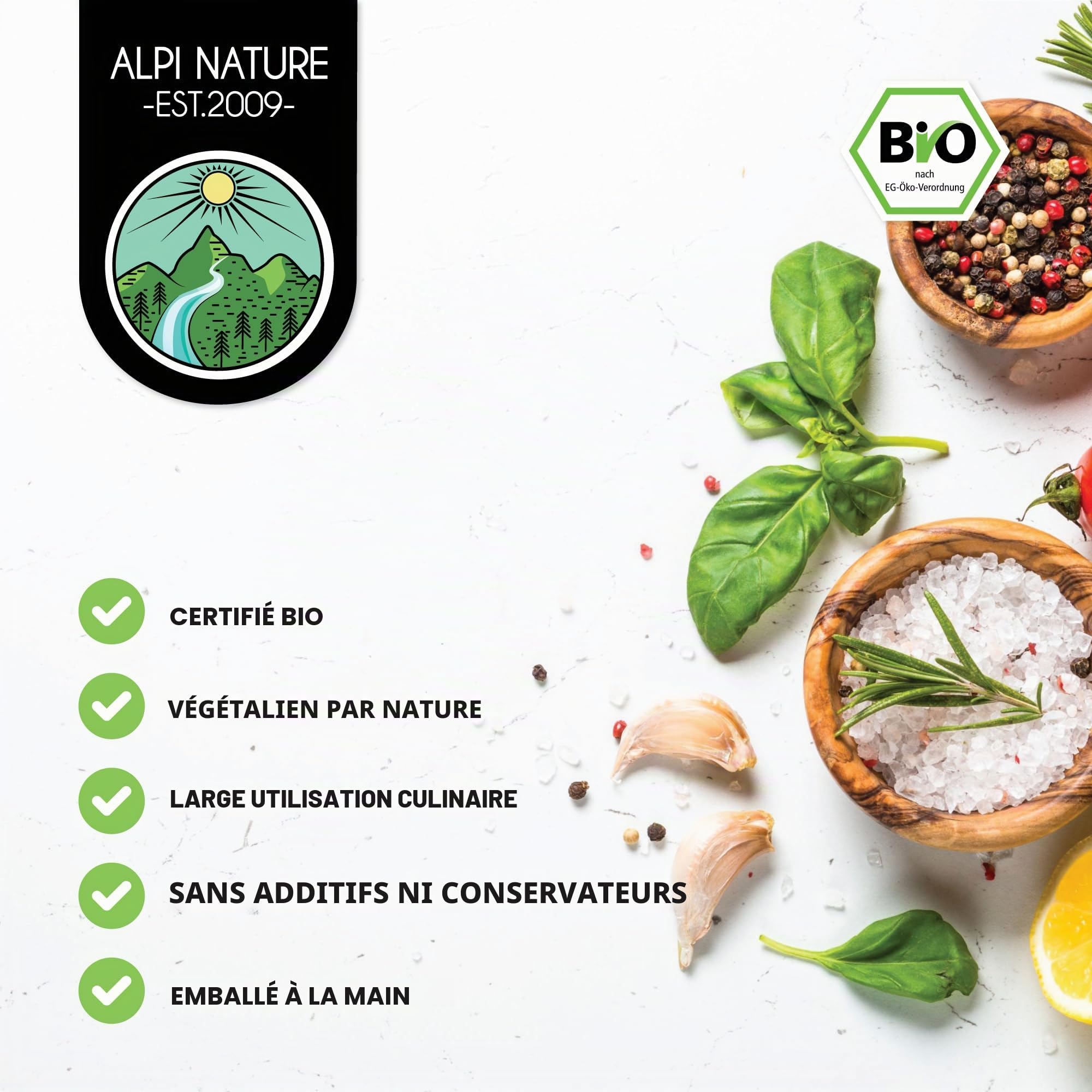Alpi Nature Ail en Poudre BIO 1kg, Ail Déshydraté Moulu, Poudre d'Ail pour la Cuisine