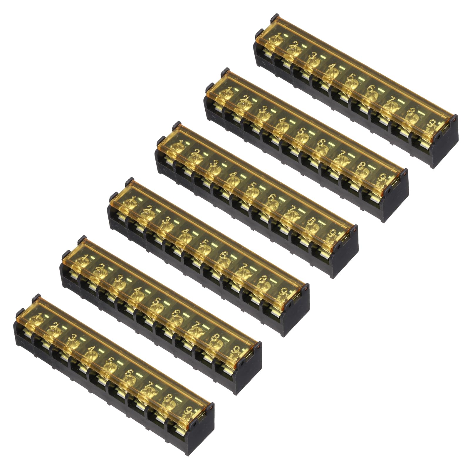 Bornier à vis 9 positions avec couvercle isolé PA66 protection 300V 30A - 7