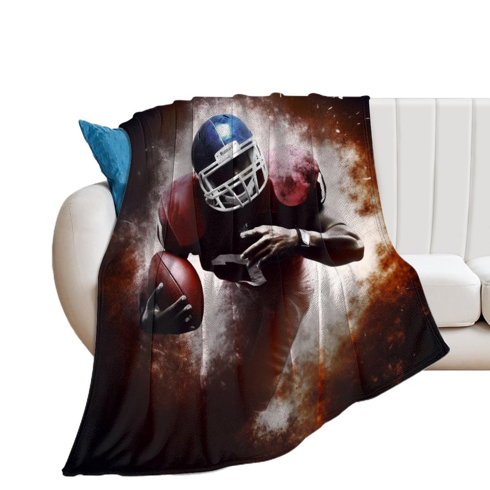 Plaid flanelle léger anti-froid pour canapé et lit avec motif football