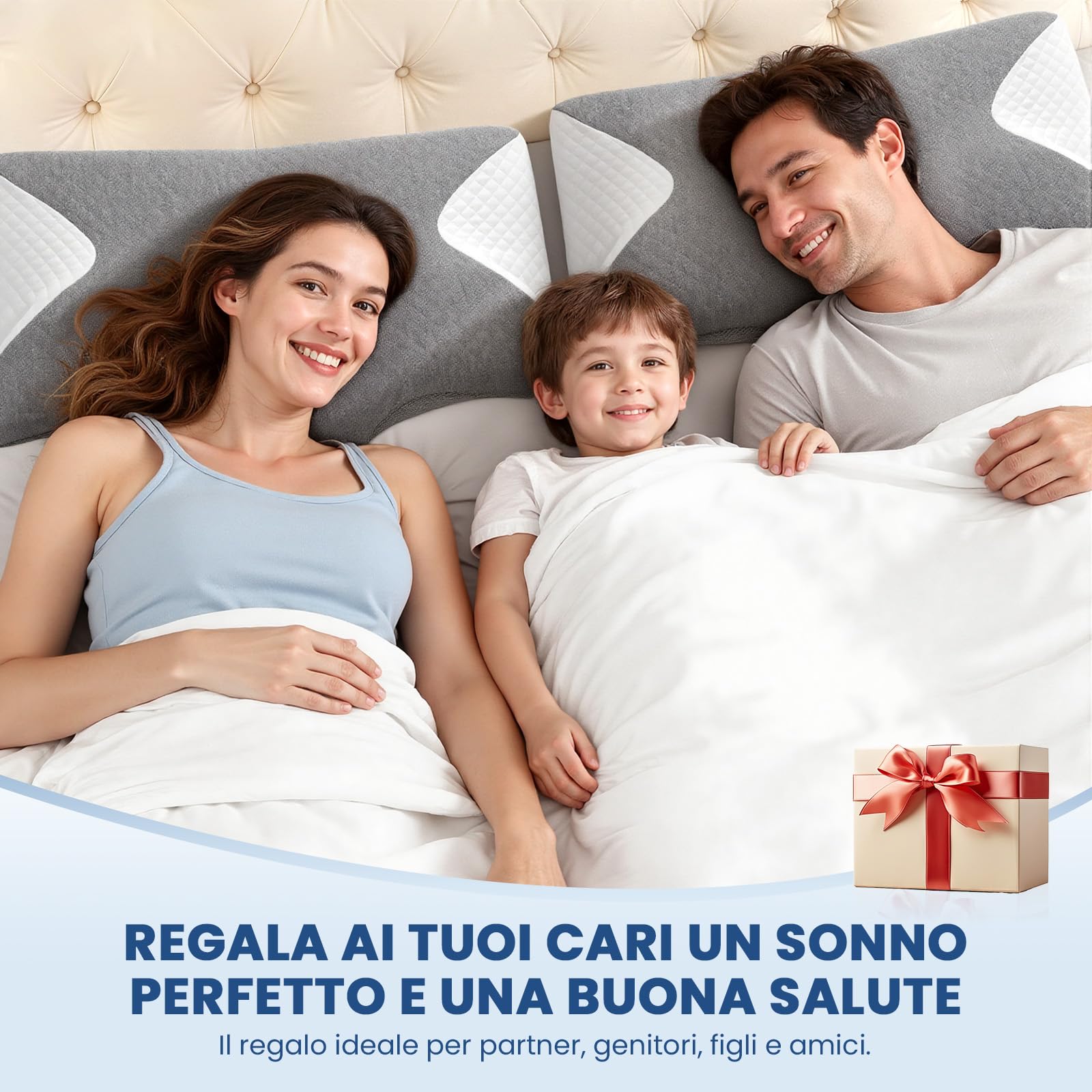 A-Pce Cuscino Cervicale, 2 in 1 Cuscini Laterali Schiuma Memoria, Cuscino Ortopedico Ergonomico Supporto Collo, Allevia Dolori Cervicali e Dorsali, Adatto a Fianco/Schiena/Stomaco, Grigio Bianco