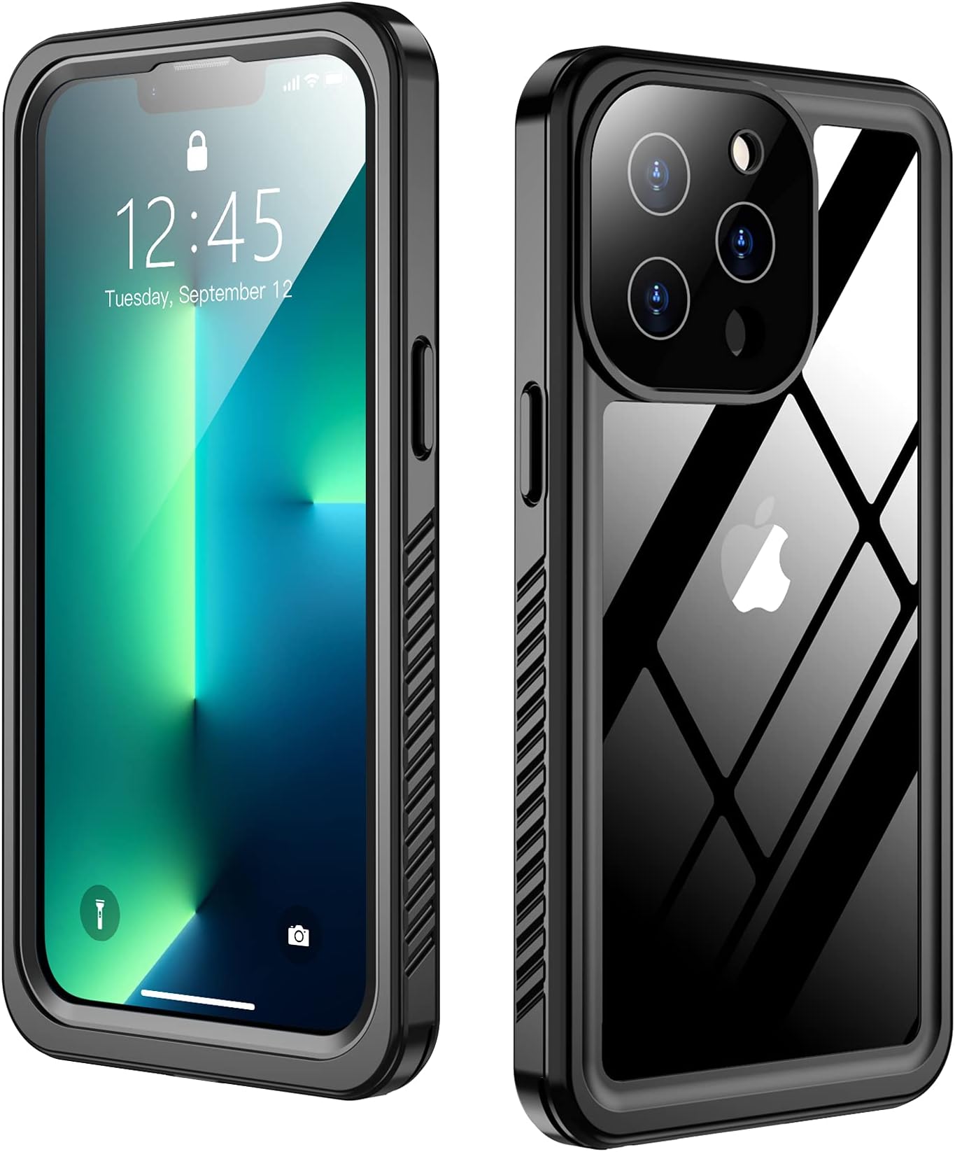 Compatible with iPhone 13 Pro Max Case, IP68 Waterproof Full Body Cover with Built in Screen Protector Heavy Duty Shockproof Cover Case (Black)
