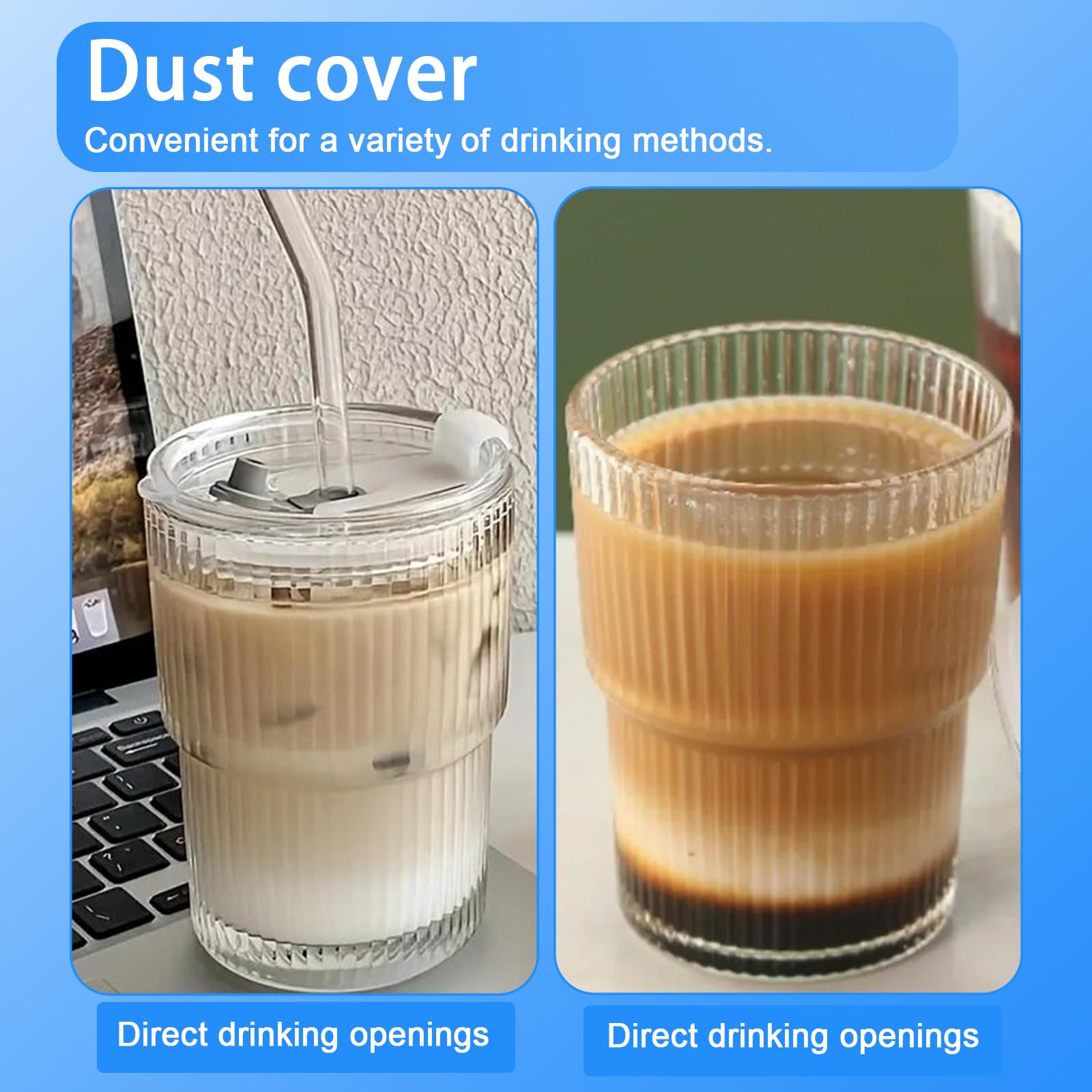 500ml Bicchiere In Vetro Con Coperchio E Cannuccia, Bicchieri Da Acqua Con Coperchio E Cannuccia, Riutilizzabile, Per Acqua, Cocktail, Milkshake, Succhi, Smoothies, Birra, Caffè Ghiaccio,Tè Con Limone
