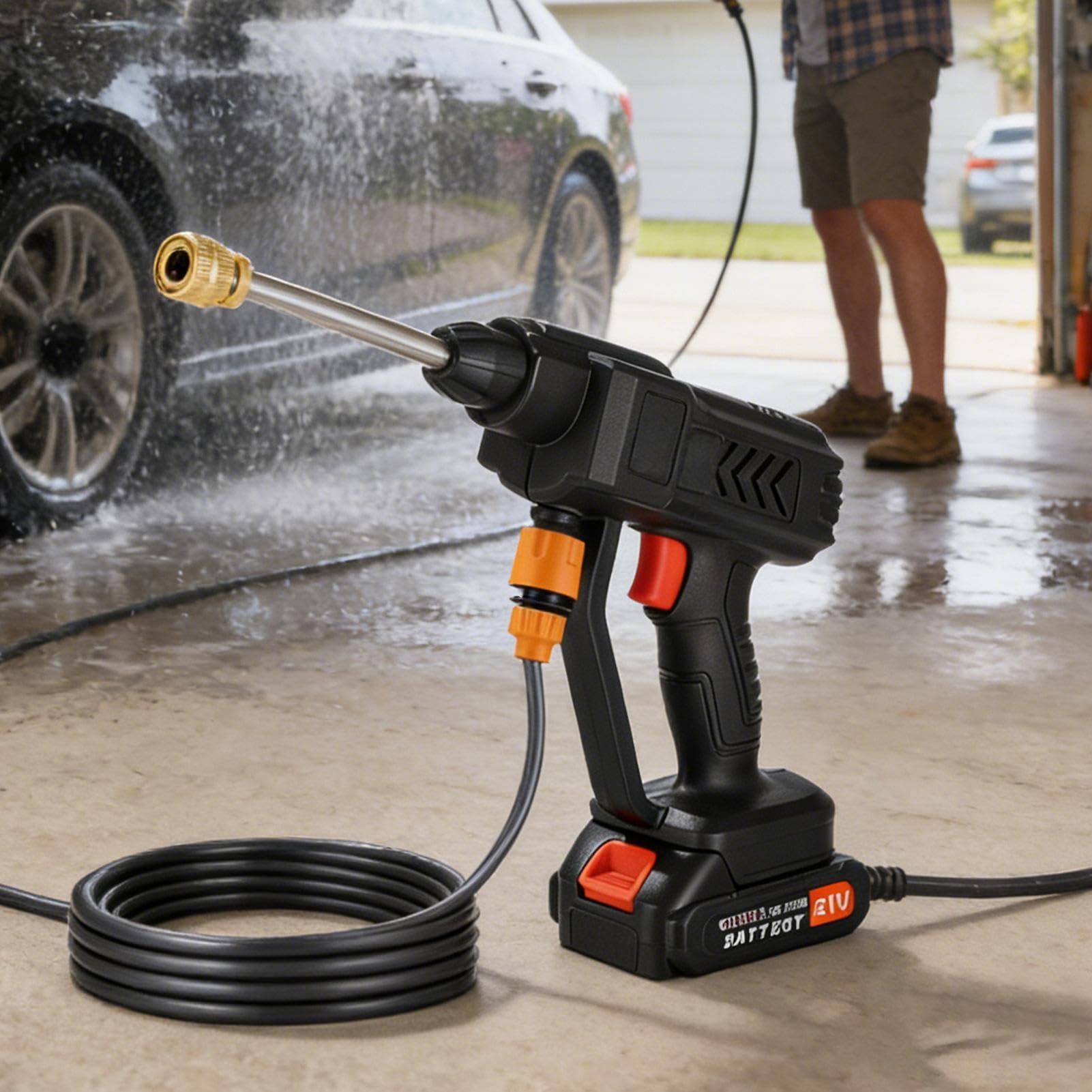 Hidrolimpiadora, boquilla ajustable, mango antideslizante, sin cables | hidrolimpiadora portátil para coche, para limpieza y cuidado de vehículos, jardín y superficies exteriores