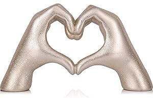 Glitter Gold Heart Hands Sculpture: Enchanting Decor for Your Abode
