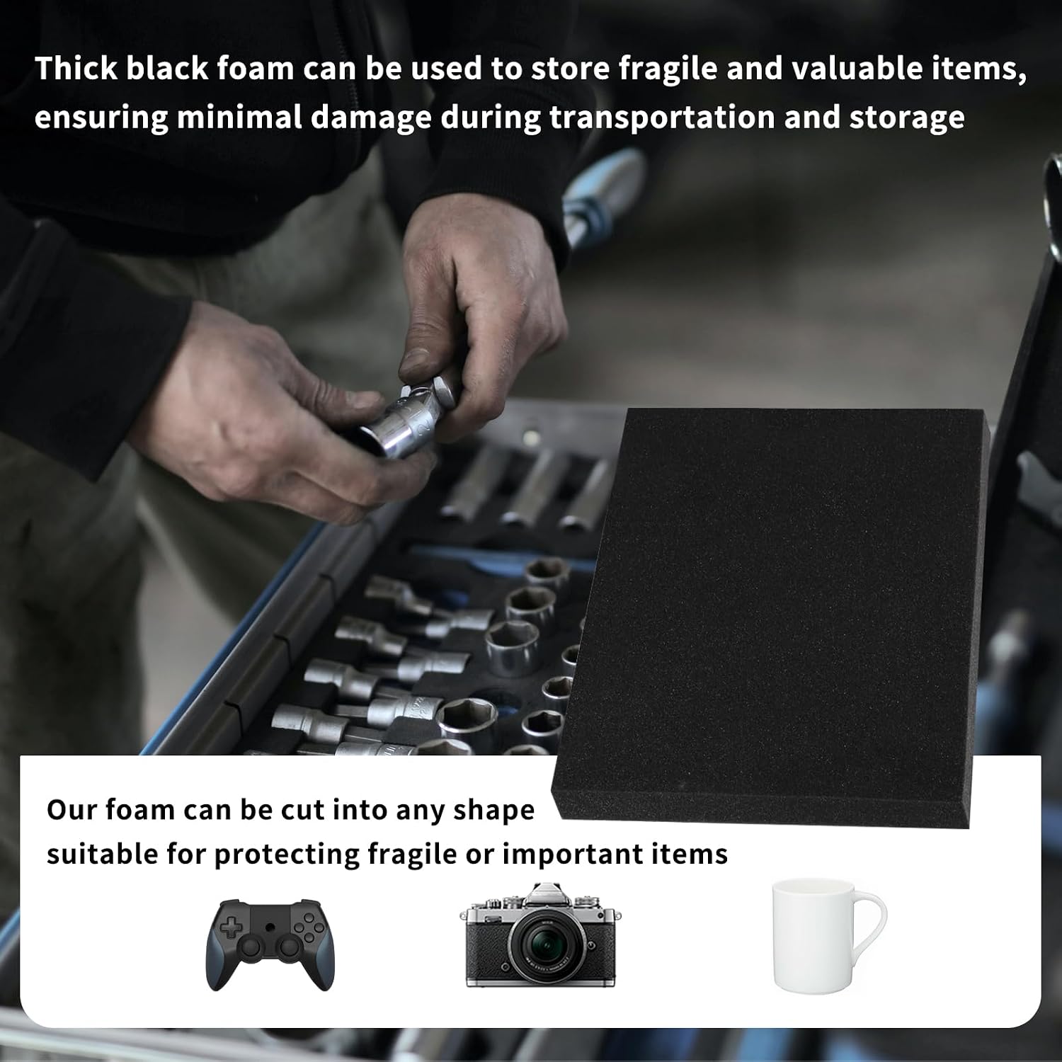 8 Pcs Black Foam Padding Sheets,16x12x1 Inch High Density Polyurethane,Cuttable Packing Foam for Tool Boxes, Camera Cases, Crafts,Storage and Durable Cushioning Inserts