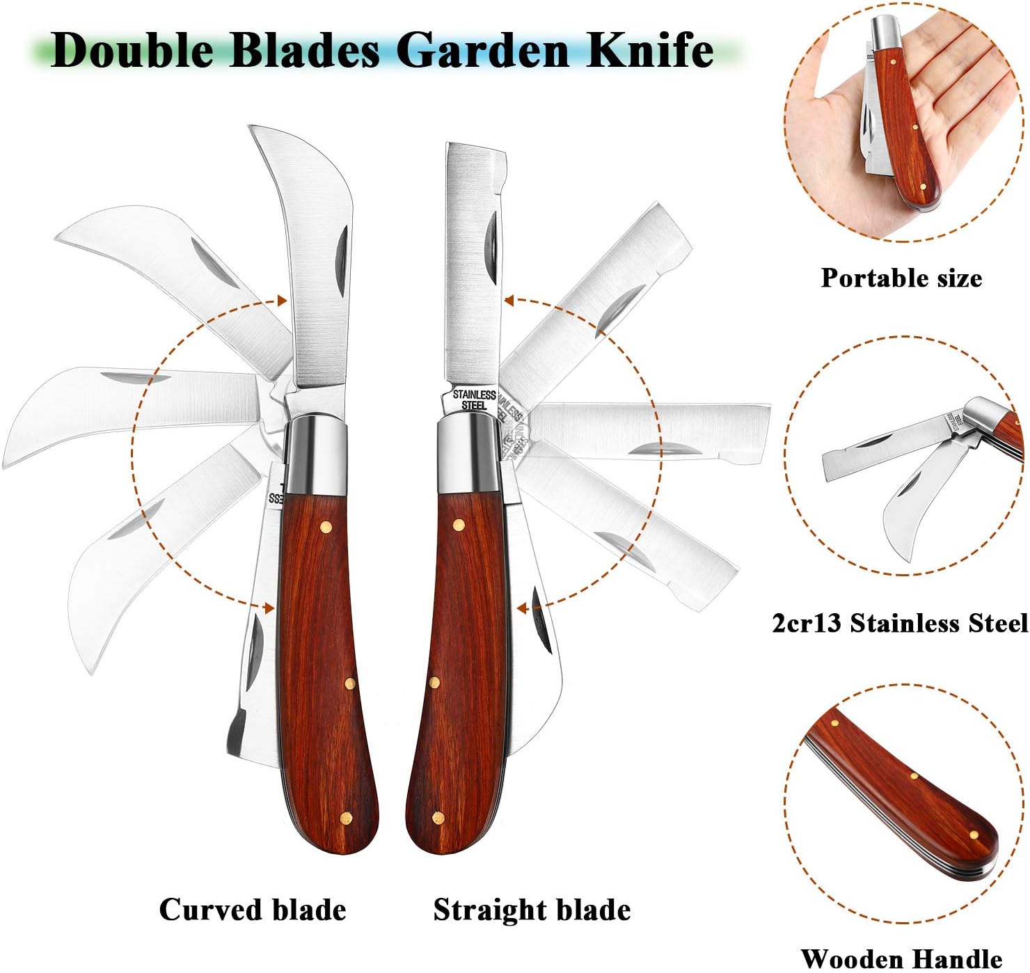Grafting Gardening Knife for Pruning 2 Grafting Tape Double Blades Garden Knife for Budding Pruning with Plants Repair Tapes Rolls for Floral Fruit Tree