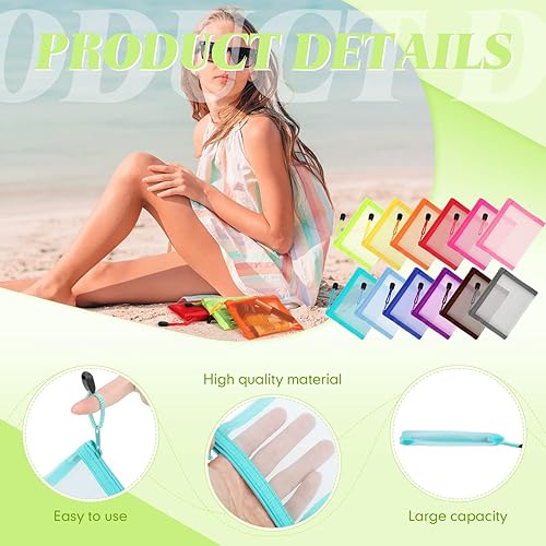 Miniatura 3 de Jexine 24 mini bolsas de malla con cremallera para lápiz labial, organizador de accesorios cosméticos, bolsa de maquillaje de nailon, bolsa pequeña