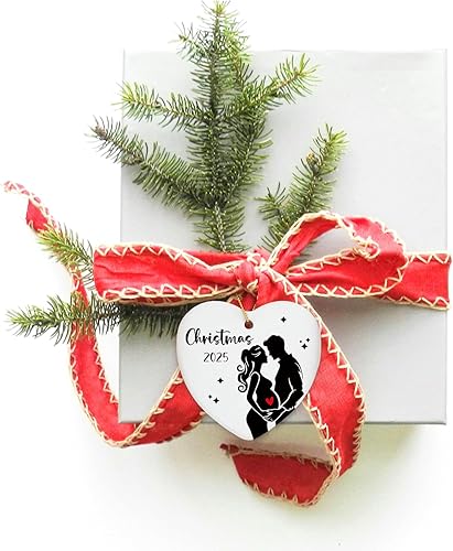 Miniatura 5 de Ideas de anuncios de bebé, adorno de cerámica de Navidad, regalos de embarazo para mamá y abuelos, decoración de árbol de Navidad
