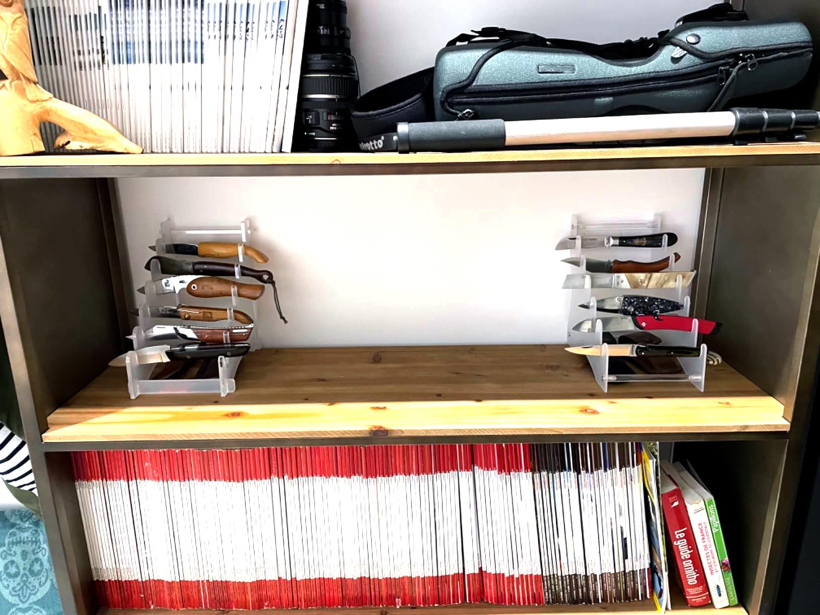 WANLIAN Présentoir de couteaux acrylique à 6 niveaux pour couteaux bruts EDC Mini couteaux (Transparent)
