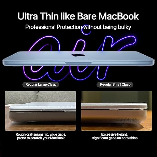 Miniatura 7 de para MacBook Air de 15 pulgadas Funda M4 M3 M2 2025 2024 2023 [Oficial Azul Cielo] [100% Coincide con el Color Oficial] Cubierta Protectora