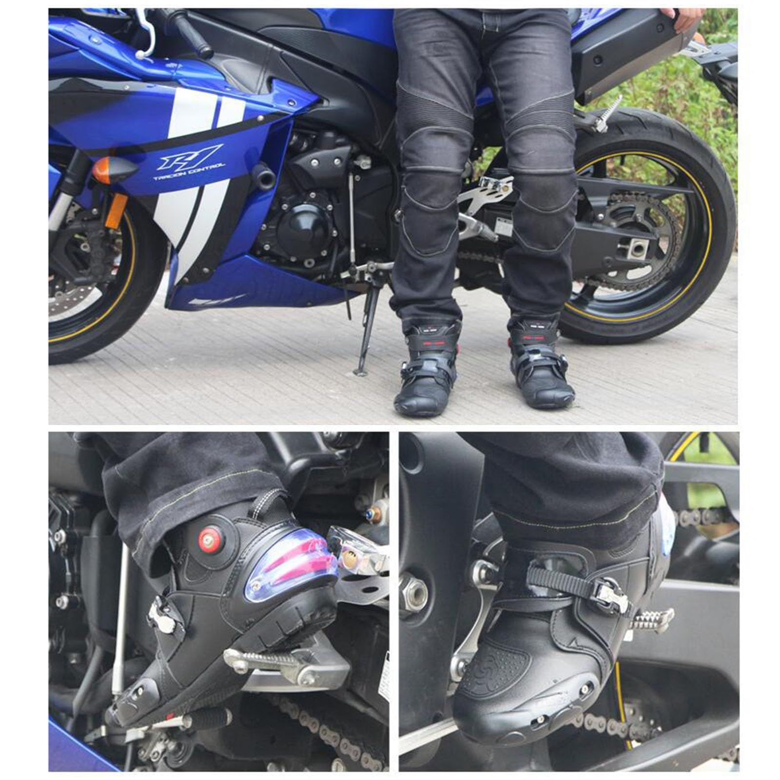 Generico Scarpe Da Moto Da Uomo, Stivaletti Corti Traspiranti Da Moto, Scarpe Da Ginnastica Da Moto In Pelle Impermeabili