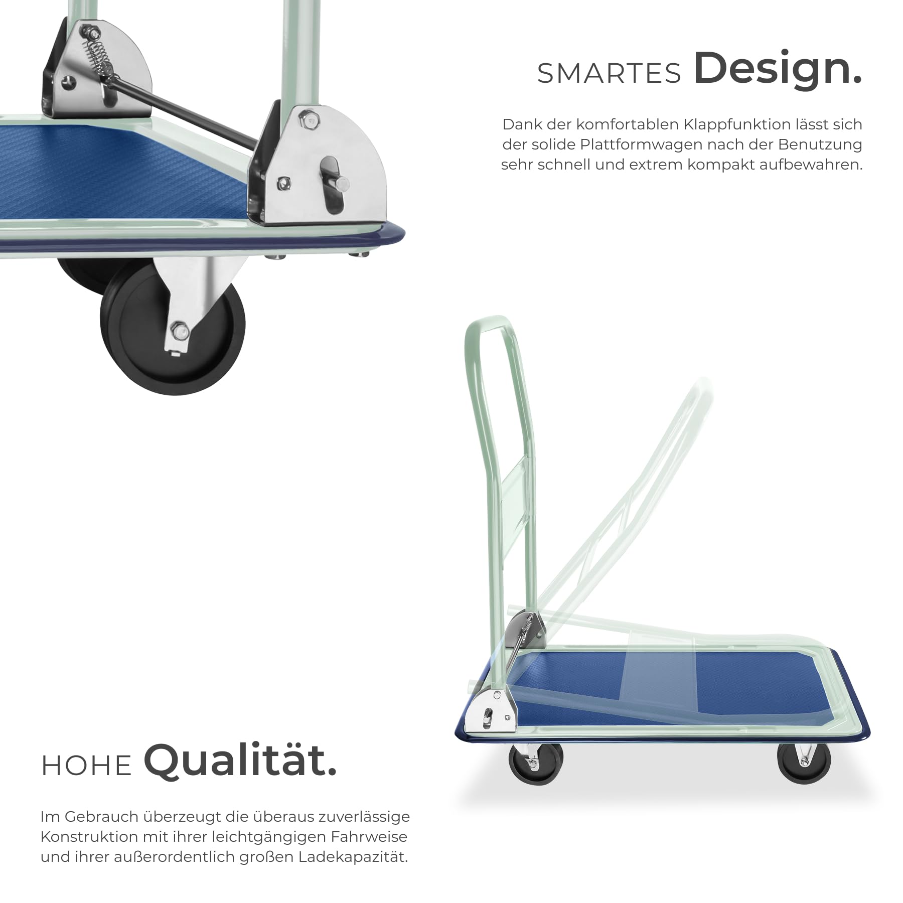Pejevir Klappbarer Plattformwagen 150 Kg – Transportkarre Mit Teleskopgriff, 68x40 Cm Ladefläche, Anti-Rutsch-Beschichtung & Leisen Rollen