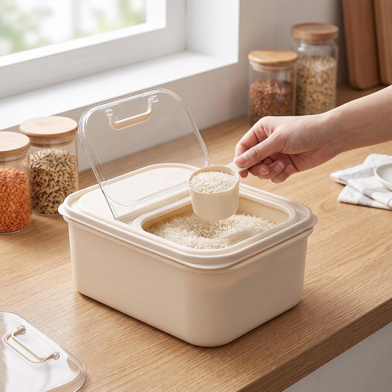 Rice Container 10 lbs, Airtight Flip Top Lid