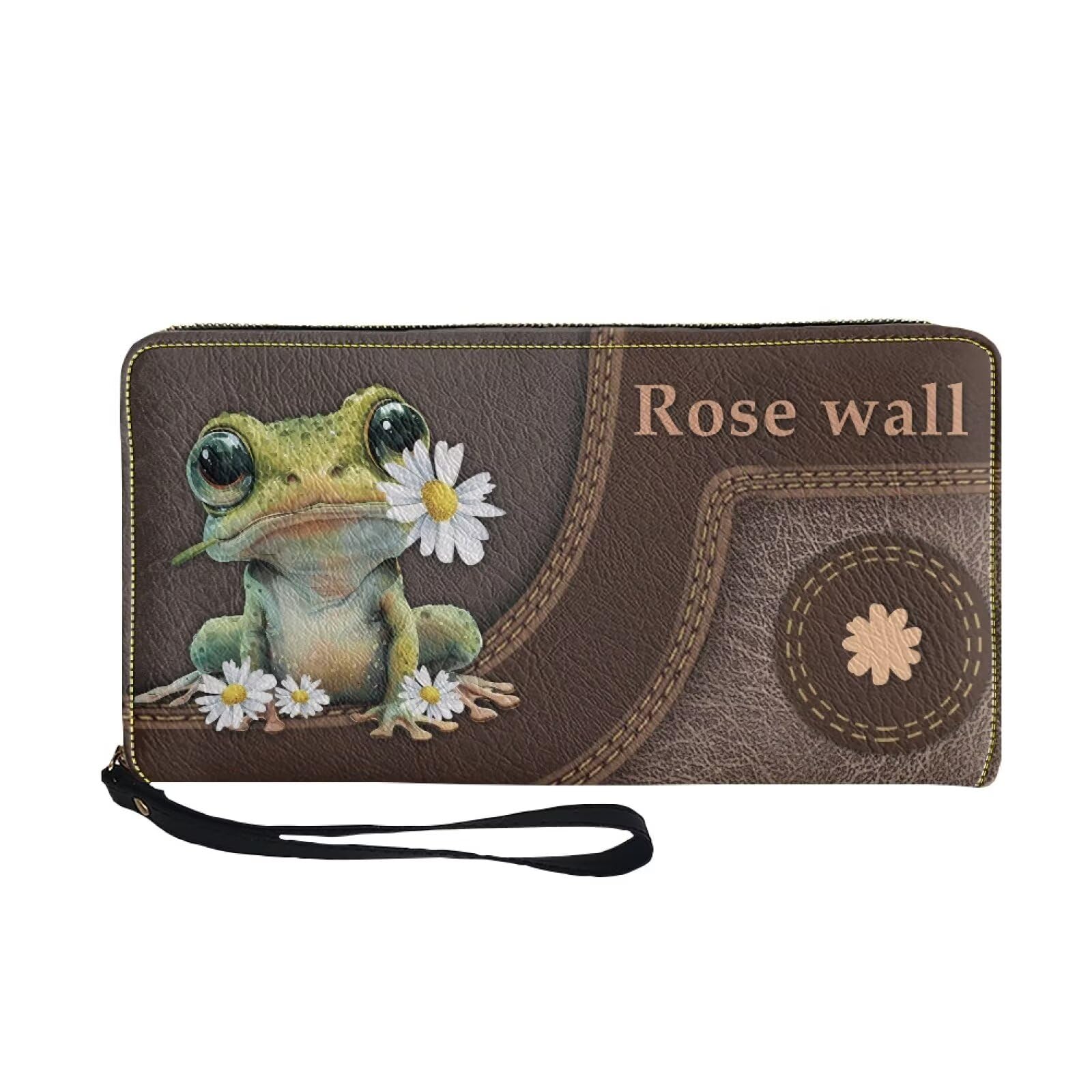 Bulopur Personalized Wallets with Name for Women Frog Wristlet Wallet Rfid Credit Card Wallet PU Leather Cash Zipper Coin Pocket for Female Ladies Teen Girls Girly