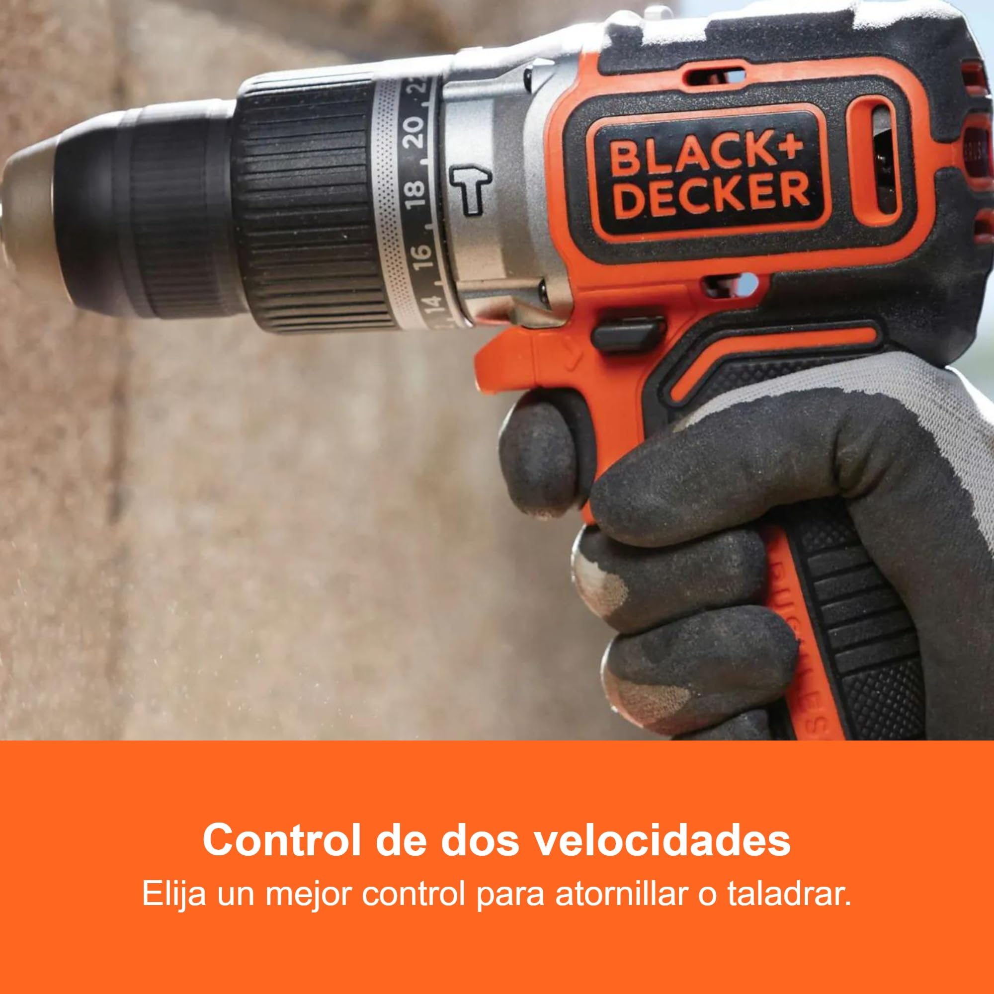 BLACK+DECKER Taladro Percutor sin Escobillas de 18V con 1 Batería de 4.0Ah y 1 Batería de 2.5Ah, 50 Accesorios, Cargador Rápido de 1A y Bolsa de Transporte, BL188ME2SA-QW