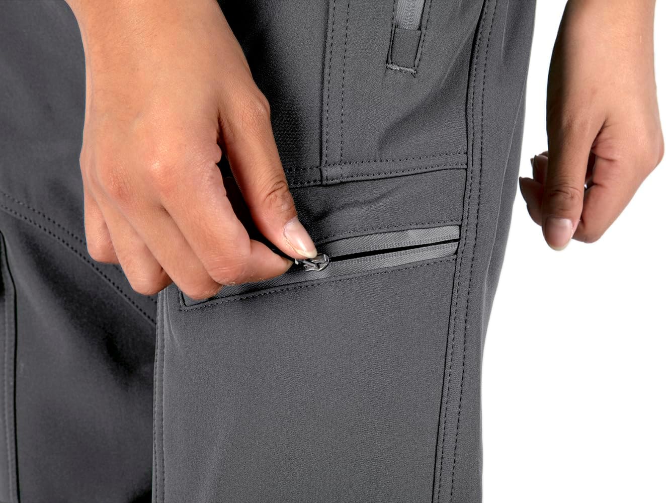 Singbring Women's Outdoor Fleece Lined Cargo Hiking Ski Pants Water-Resistant Windproof Sweatpants with Zipper Pockets