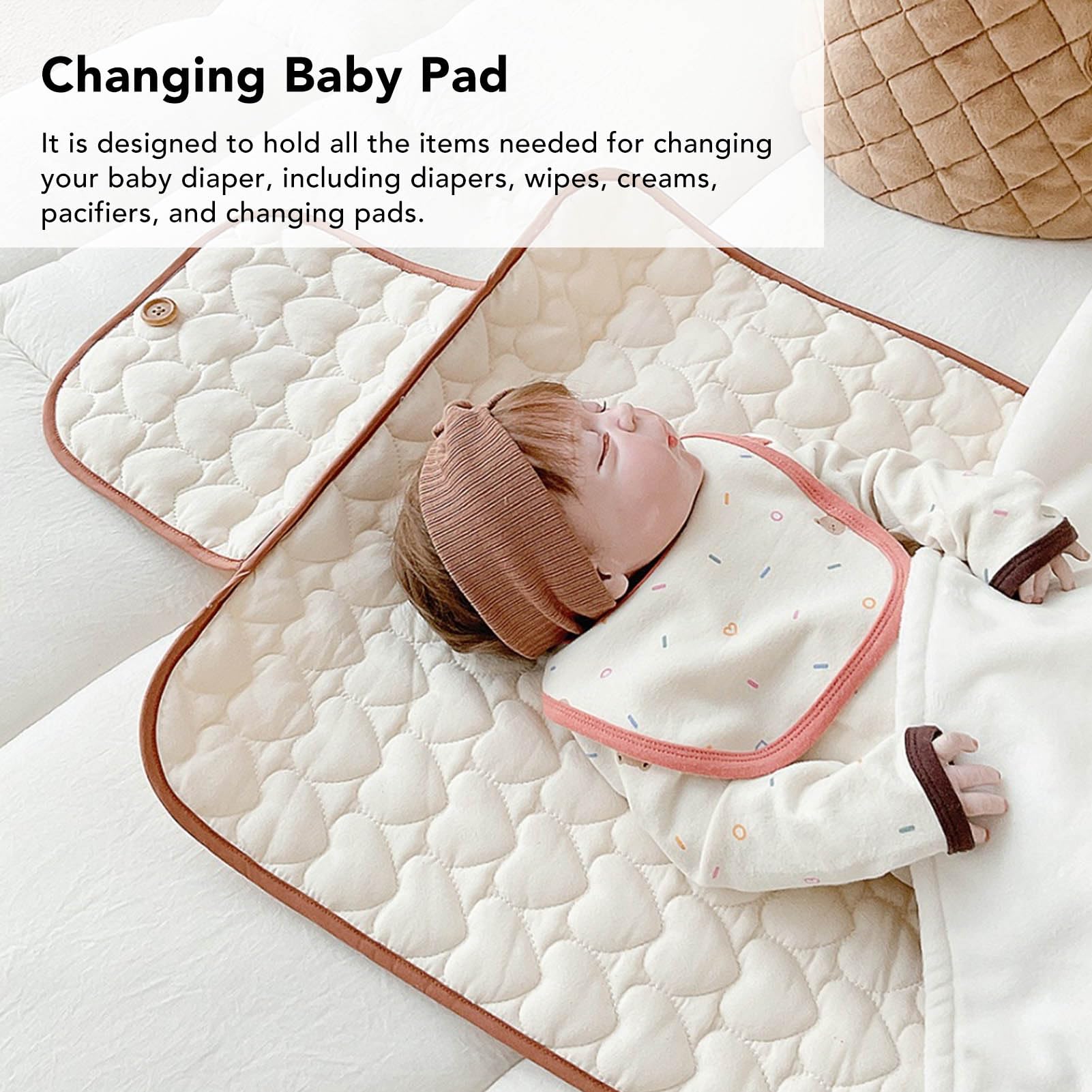 Baby Changing Mat, Baby Portable Changing Diaper Pad Foldable Travel Diaper Changing Mat for Newborn (Teddy Bear) - Image 2