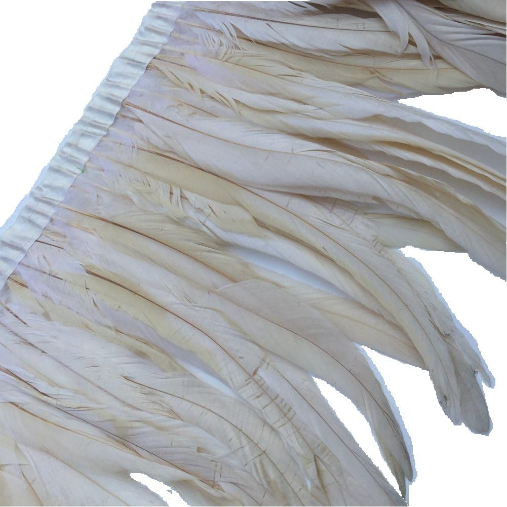 Sowder Rooster Feather Fringe Trim 12-14" in Width Pack of 1 Yard(Off White)