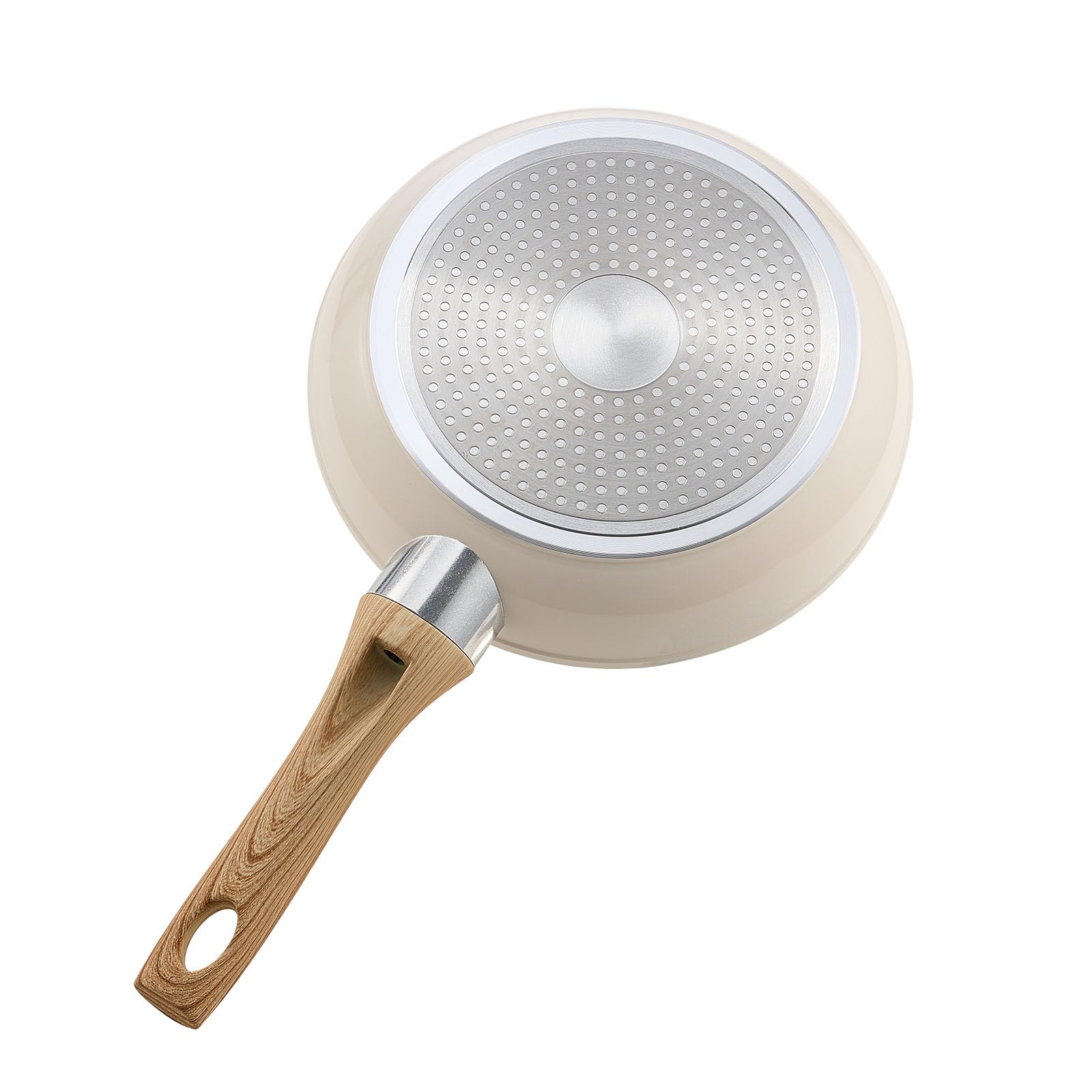 VEVOR Sartén de Aluminio para Huevos, 3 uds 200, 240 y 280 mm, Antiadherente, de Cerámica Resistente con Mango Resistente al Calor, Ideal para Cocina de Chef, Gas, Eléctrica e Inducción, Beige