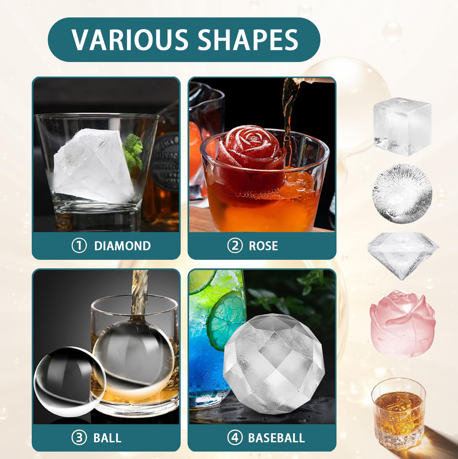 Máquina de bolas de hielo, prensa de hielo transparente para whisky, bourbon, cócteles y cerveza, hielo frío de larga duración, no requiere enchufar