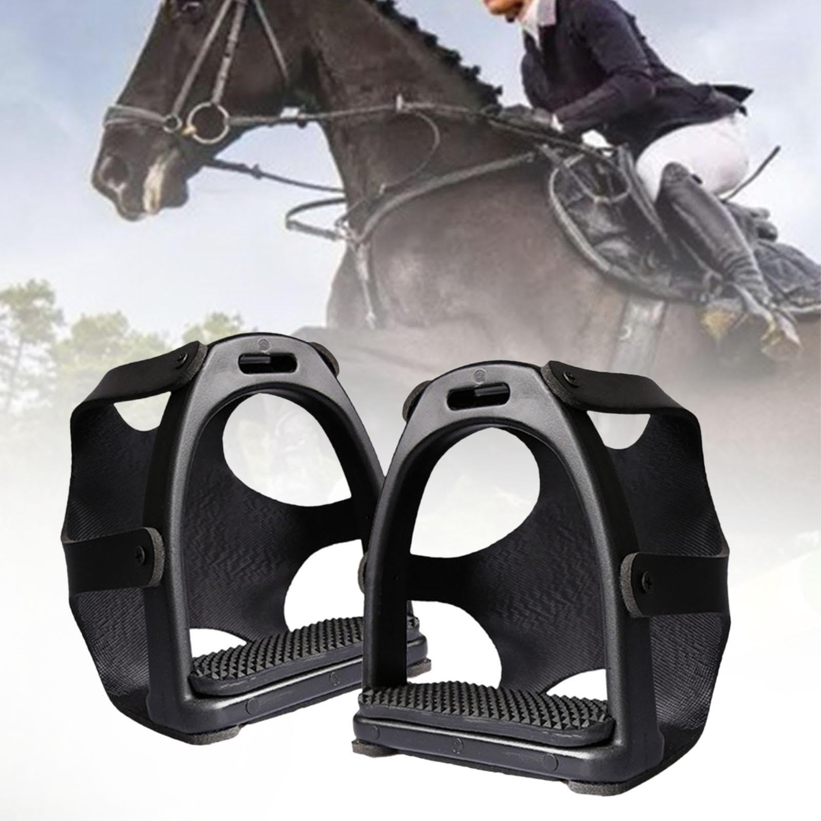2 Piezas Estribos Ecuestres para Montar Caballos con Material de Microfibra Y Resina con Almohadillas Antideslizantes Y Cubierta Protectora Adecuados