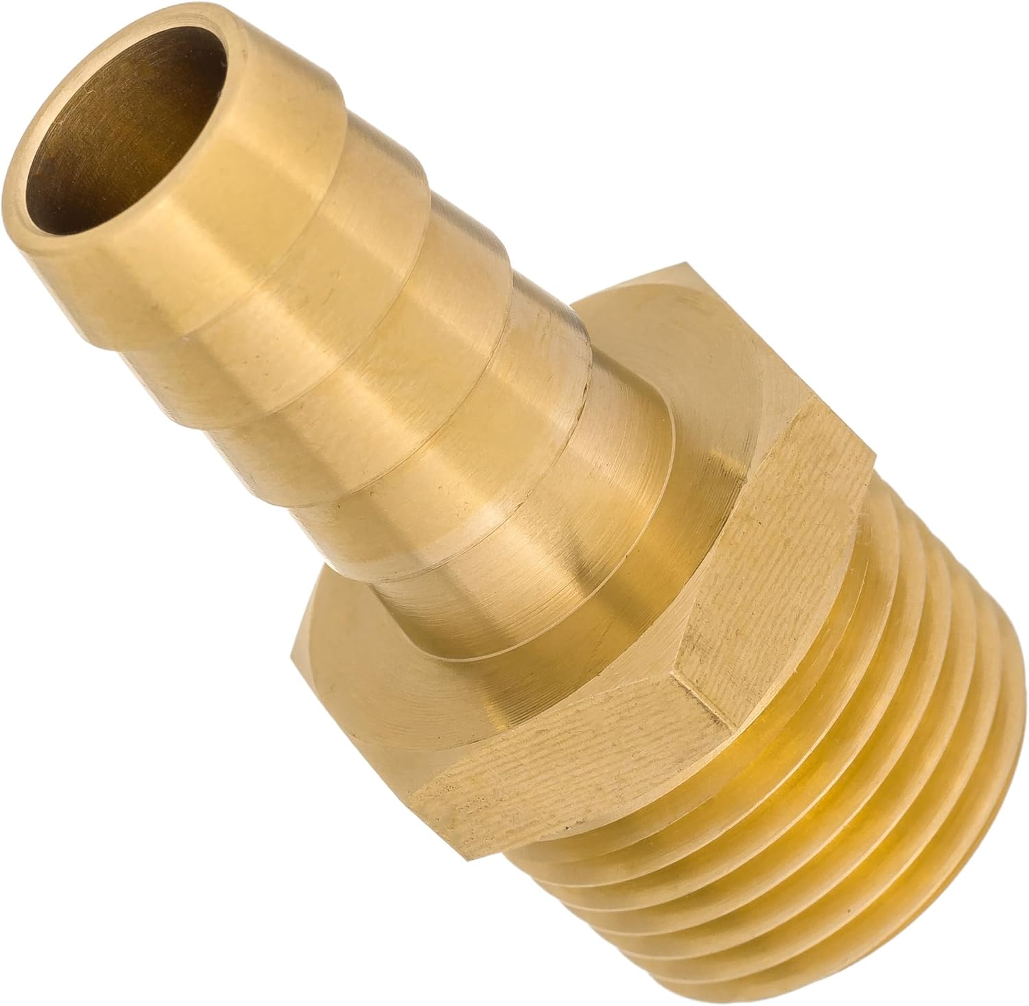 Brass Straight 12mm 1/2" Barb Hose to 1/2" NPT Male Threaded Barbed Pipe Fitting Connector, Adapter Coupler Reducer Converter, Used to Connect Lines for Air, Water, Fuel, Oil and Inert Gases