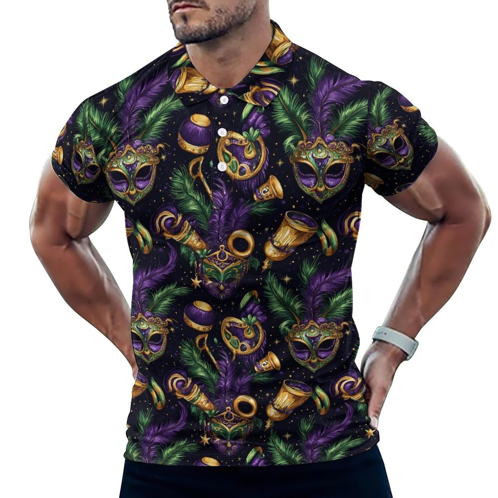 Polo de golf homme dry fit à imprimé gothique - 8