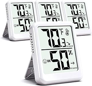 4-Pack Room Thermometer Indoor Hygrometer, Small Digital Temperature and Humidity Monitor Sensor, Temperature Humidity Gauge Meter for Home Baby Room, Plants, Pets - AAA Battery Included