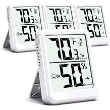 4-Pack Room Thermometer Indoor Hygrometer, Small Digital Temperature and Humidity Monitor Sensor, Temperature Humidity Gauge Meter for Home Baby Room, Plants, Pets - AAA Battery Included