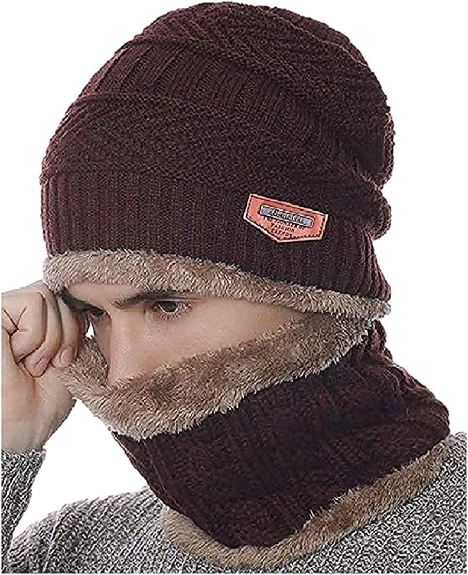 Laxeric Gorro de lana, calentador de cuello de lana, bufanda para hombres y mujeres, gorro de lana de invierno, calentador de cuello, bufanda para hombres y mujeres, bufanda de terciopelo para el