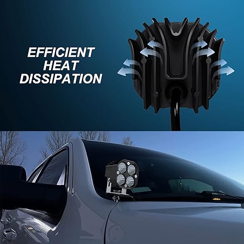 Miniatura 4 de 2 luces LED de trabajo de 3 pulgadas  3 pulgadas, vainas estroboscópicas intermitentes de color blancoámbar con seis modos de luces antiniebla de