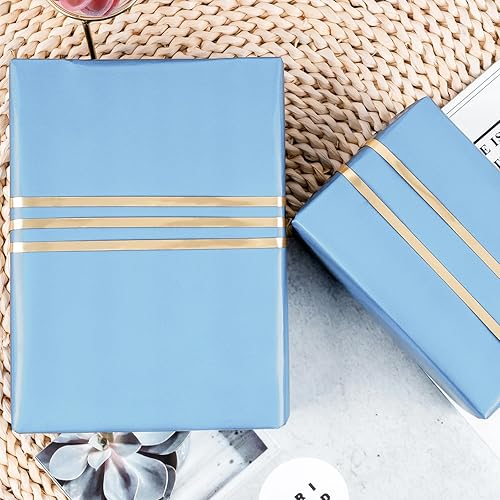 Miniatura 248 de RUSPEPA Papel de regalo negro de color sólido para bodas, cumpleaños, fiestas, felicitaciones y vacaciones, 30 pulgadas x 32.8 pies Negro -,Azul