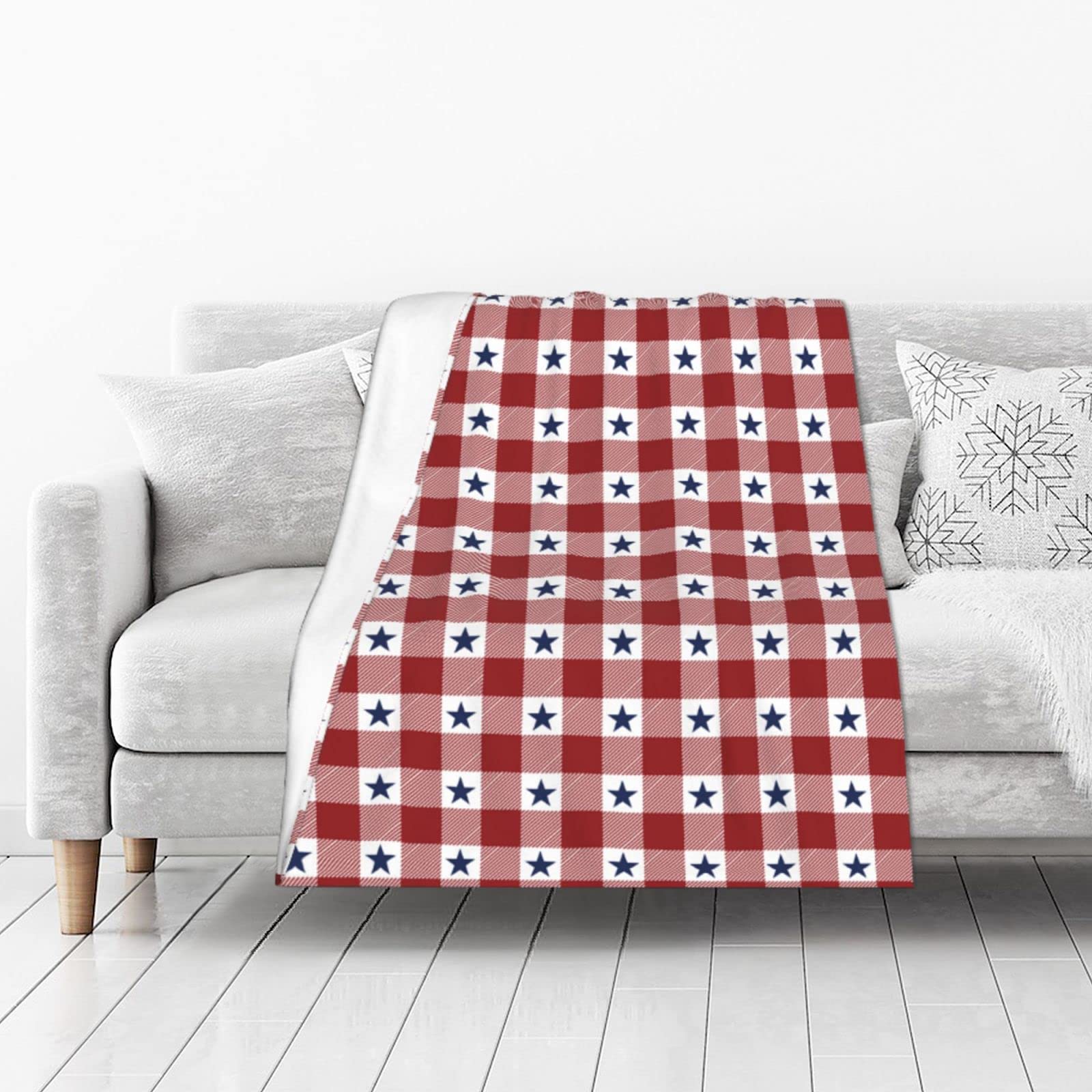 Patriotische Überwurfdecke – Rot-weiß-blau Mit Sternen, 127x152 Cm, Flauschig, Für Couch, Bett & Reisen