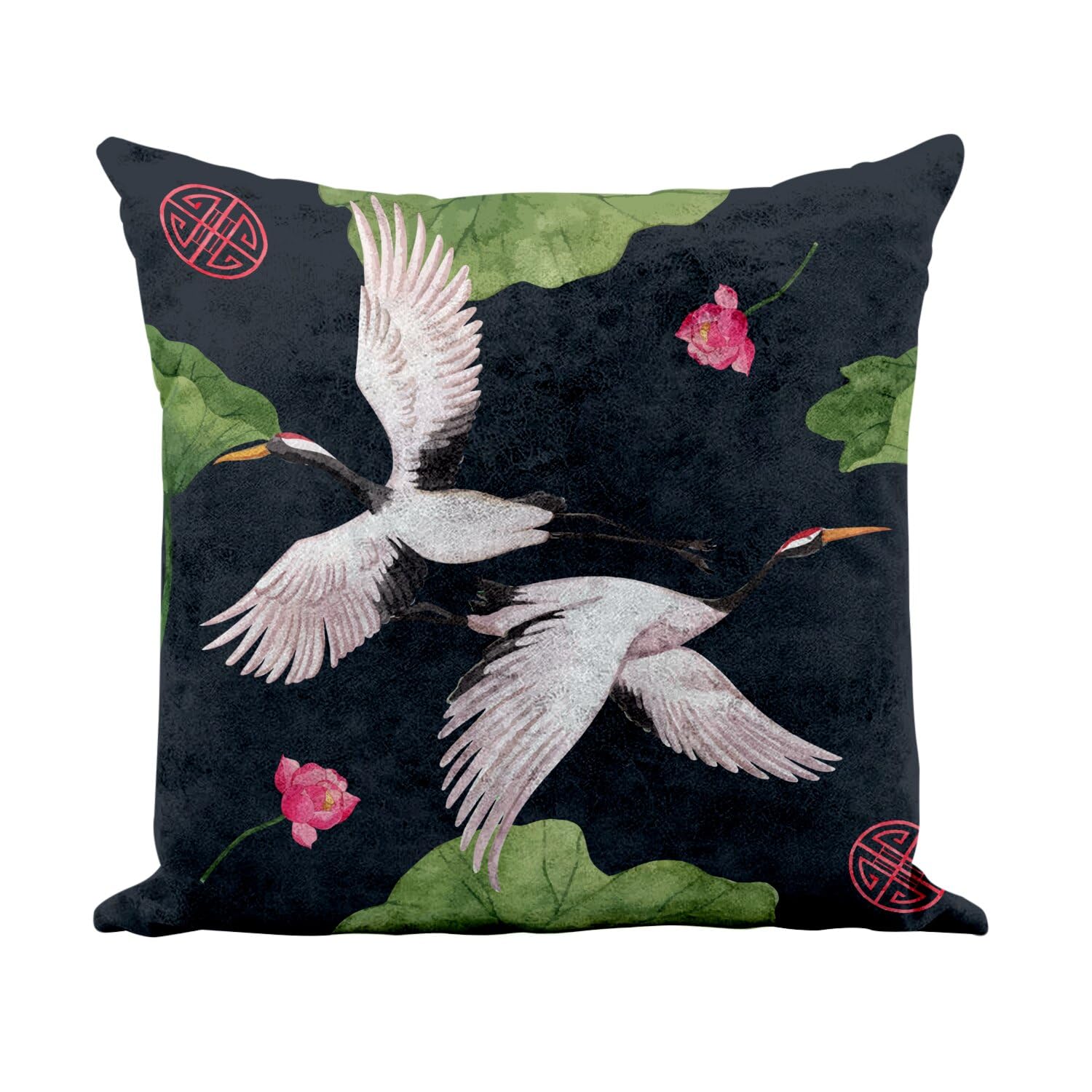 Coussin estampe japonaise similicuir blanc au toucher cuir d'exception