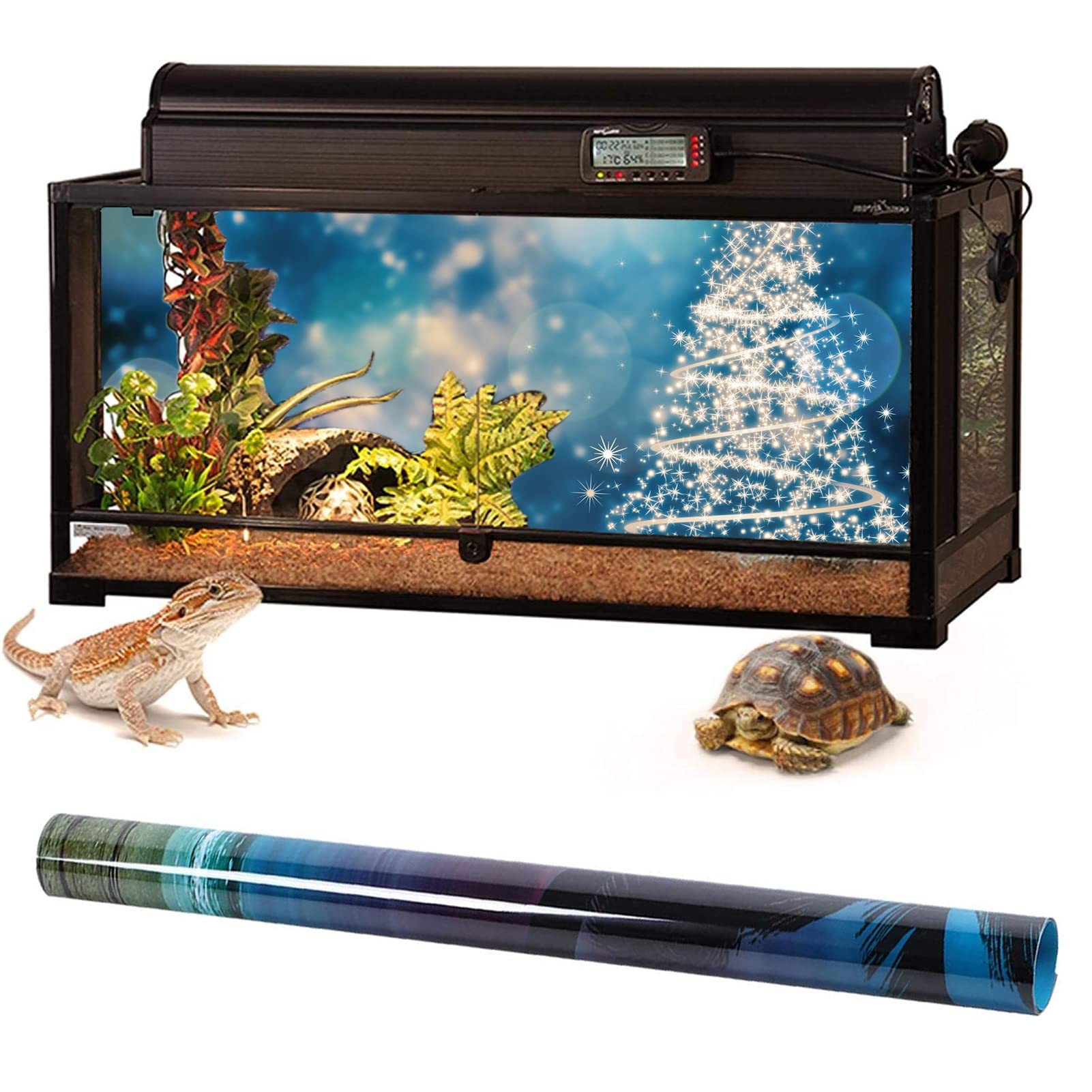 BAHULA Adesivo di sfondo per acquario di Natale, sfondo per acquario, sfondo per acquari, in PVC, adesivo per albero di Natale, sfondo per poster e decorazioni in carta, 122 x 76 cm