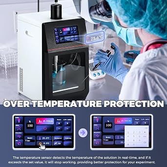 Bonvoisin Touch Screen Ultrasonic Homogenizer Emulsifier Sonicator Processor Cell Disruptor Mixer with Electric Lifting Platform, 10mm Probe (1000W, 500-1200ml)