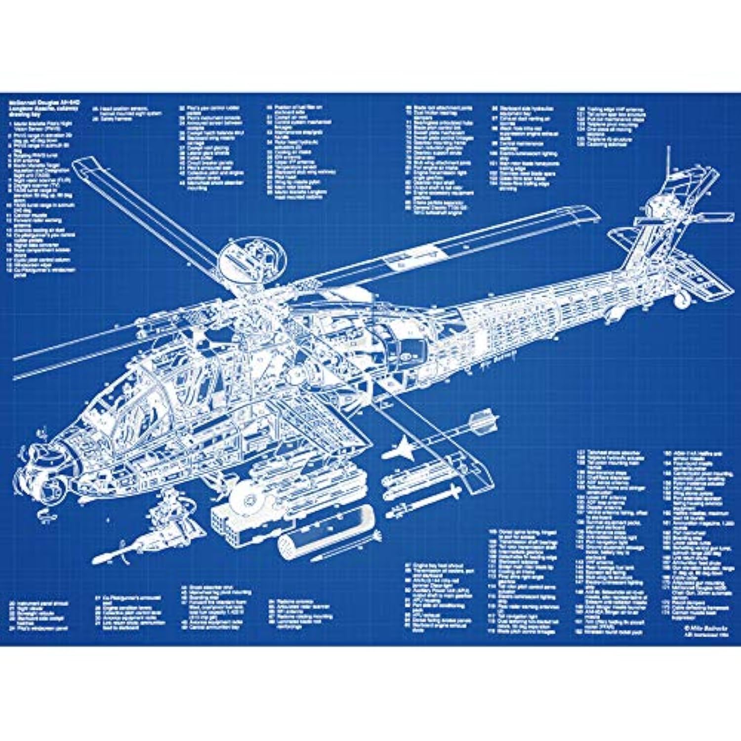 Artery8 Unframed Wall Art Ah-64D Apache Attack Helicopter Military Patent Plan12X16 Inch from B&Q