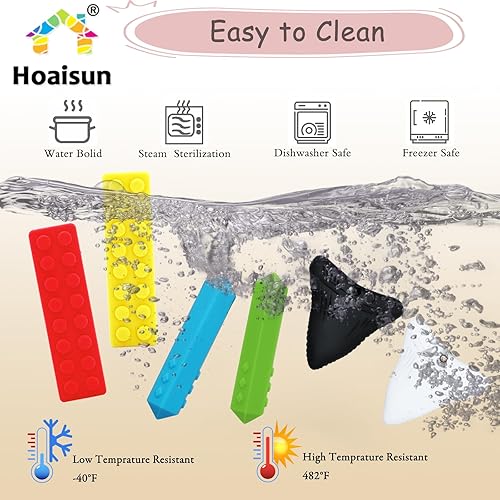 Miniatura 6 de Collares masticables para niños sensoriales, paquete de 6 collares masticables para niños y niñas sensoriales con autismo, TDAH, SPD, masticación,