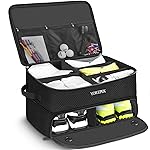 YOREPEK 2 Layer Golf Trunk Organizer, Golf Gifts for Men with Separate Ventilated Compartment for 2 Pair Shoes, Waterproof Car Trunk Locker for Balls, Tees, Clothes, Gloves, Accessories, Golfer gifts