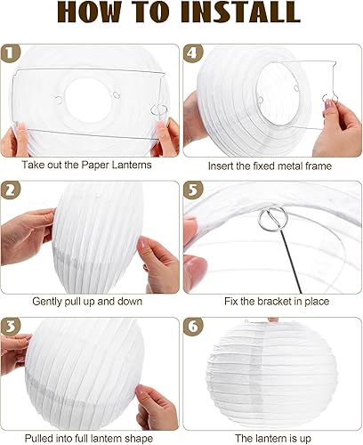 Miniatura 2 de Treela Paquete de 90 faroles de papel chinos japoneses blancos decorativos colgantes para bodas, fiestas de cumpleaños, baby shower, decoración del