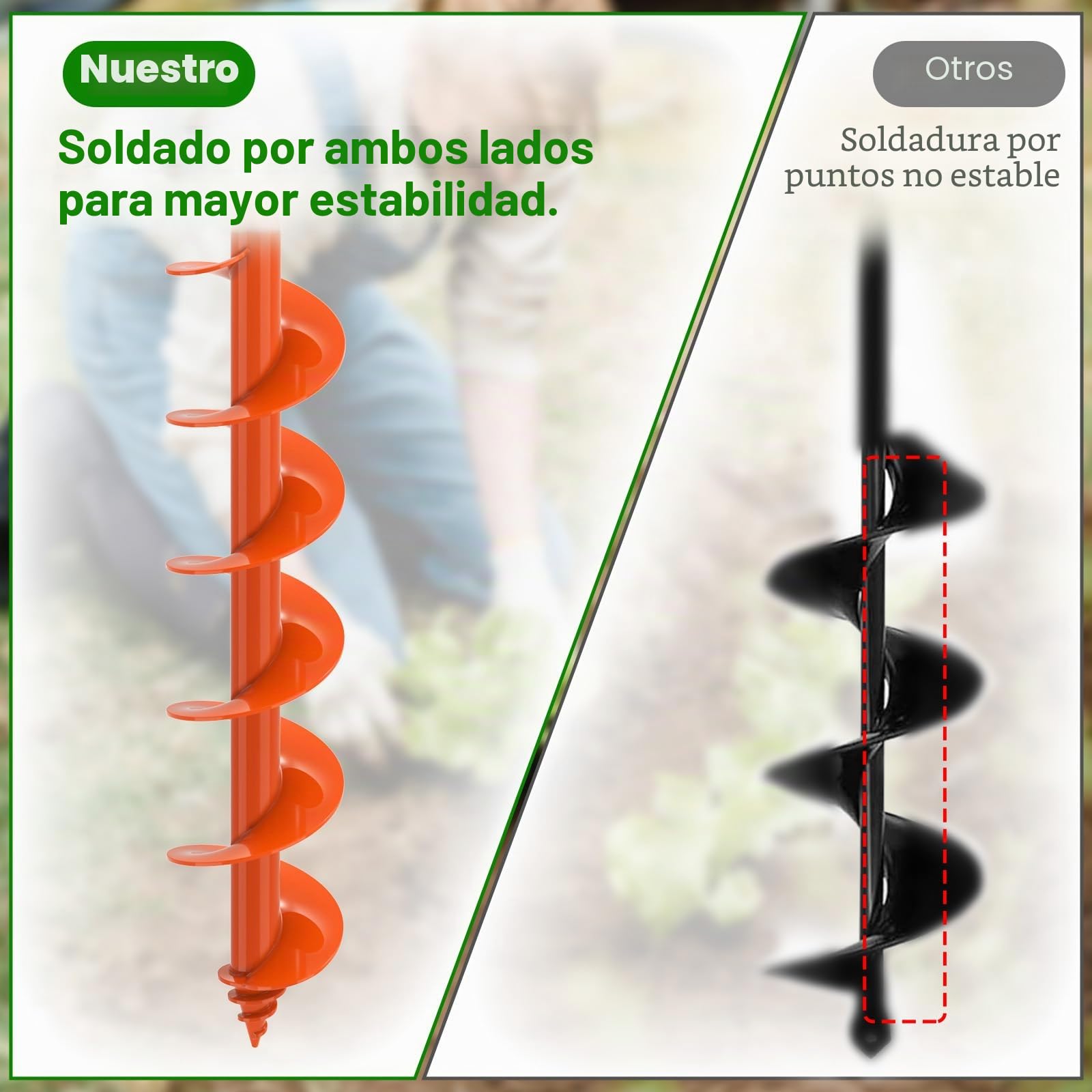 Insaga Broca de serpiente para plantar, 7,6 x 81,3 cm, caracol de jardín, broca de 3 mm de espesor, broca para hacer agujeros, broca de serpiente resistente, excavador de agujeros de tierra para