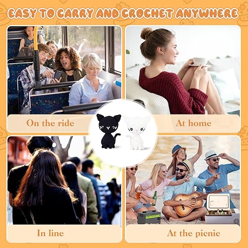 Miniatura 6 de FLATRI Kit de ganchillo para principiantes, kit de iniciación de ganchillo para gatos con video tutoriales detallados, kit de animales de ganchillo