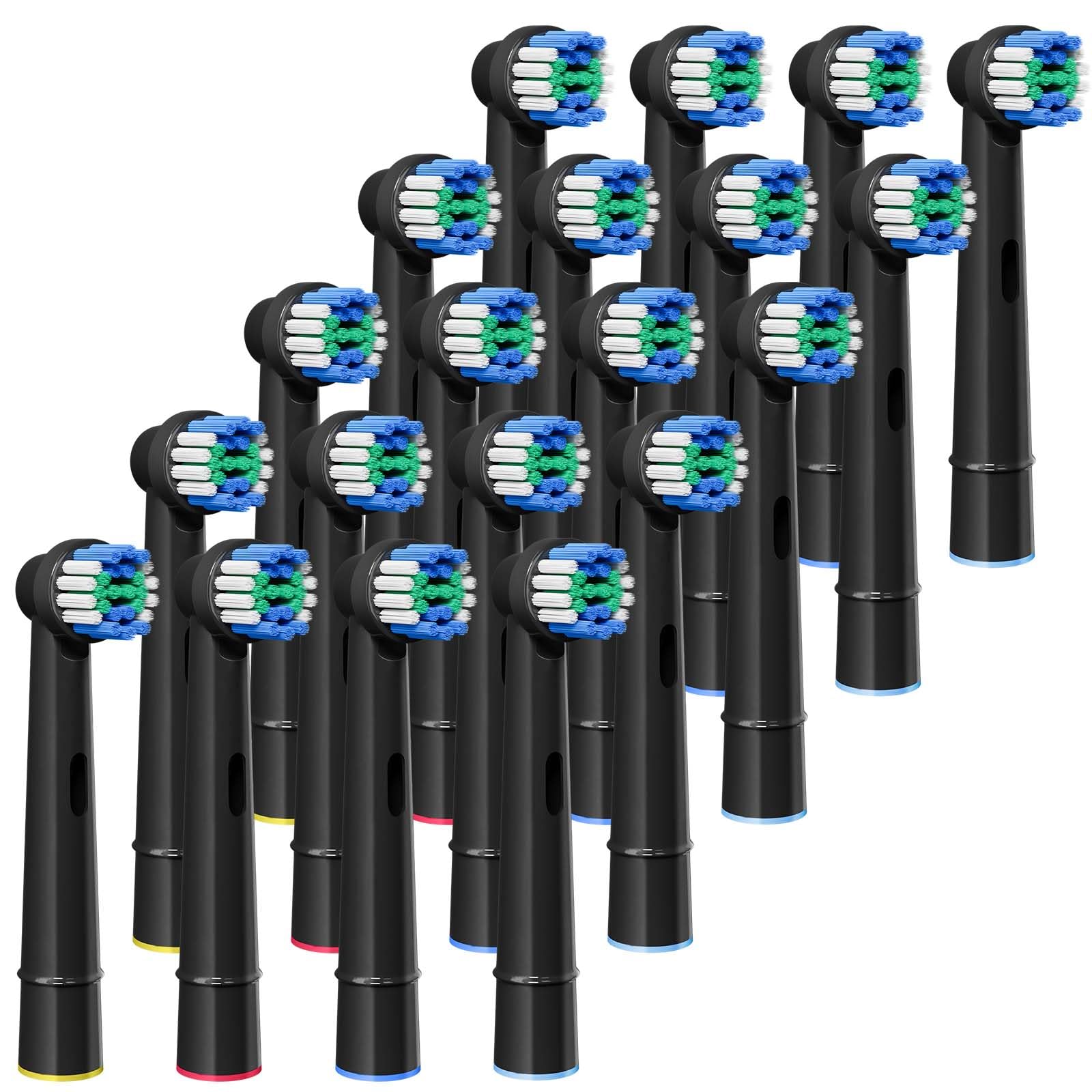GENKENT Paquete de 20 cabezales de repuesto para cepillo de dientes negro, compatibles con Oral B Professional Soft Clean, cabezales de repuesto Pro 500/1000/1500/3000/3757/5000/7000/7500/8000
