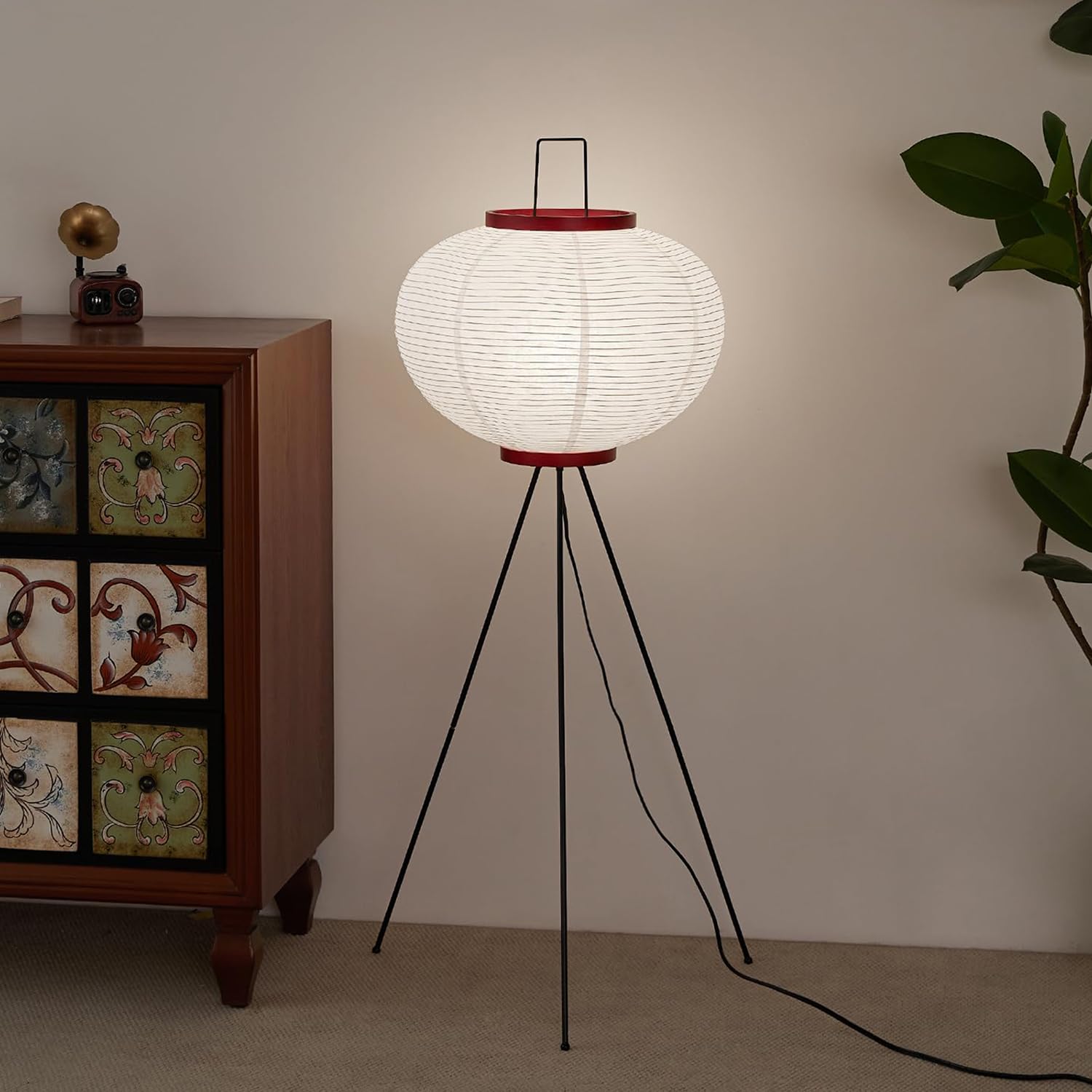 Japanese Rice Paper Floor Lamp - 3000K Color Bulb Included 49 2 Inches White Akari Standing Light -