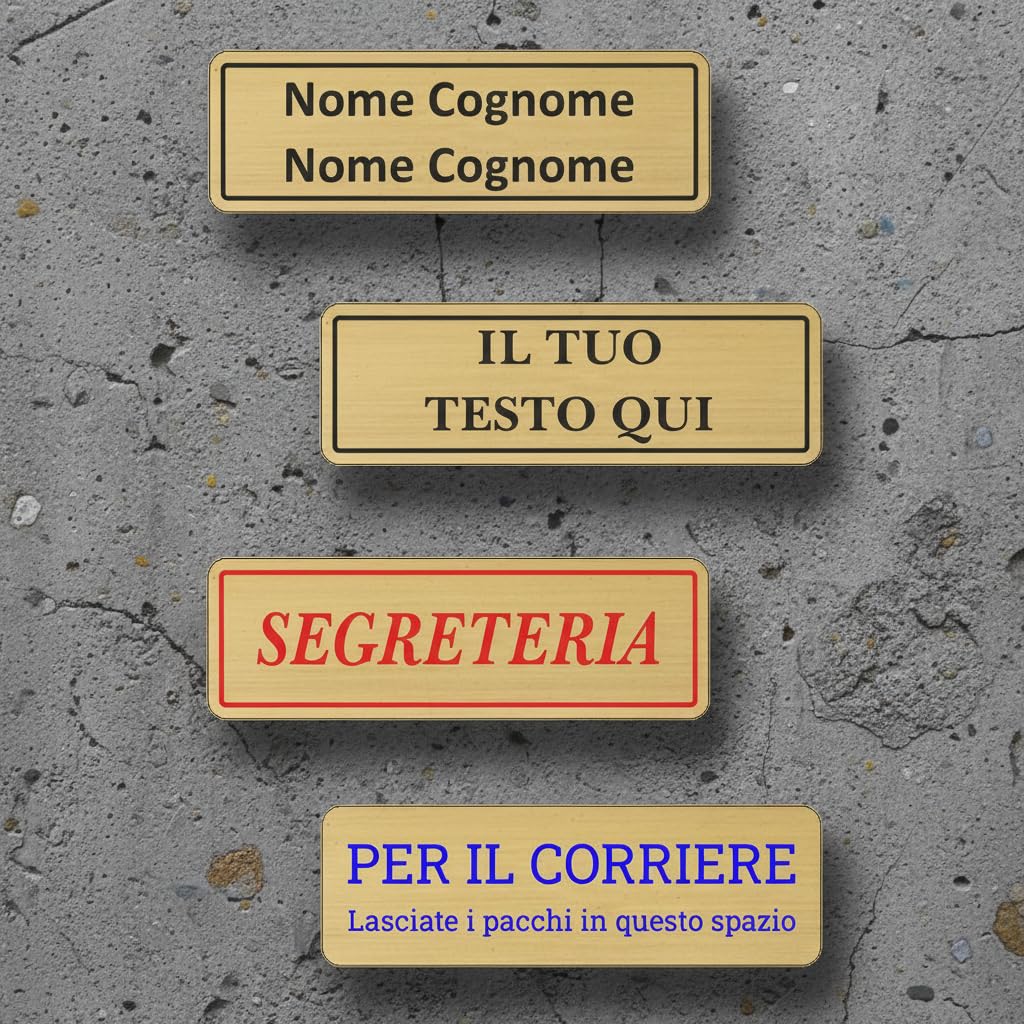 Targhetta Ottone Posta Personalizzata | Targa Cassette Postali Adesiva – Targa per Posta Casa/Ufficio – Montaggio Facile, Alta Durabilità Esterno Interno (Ottone Satinato 1mm, Misura 70x20mm)
