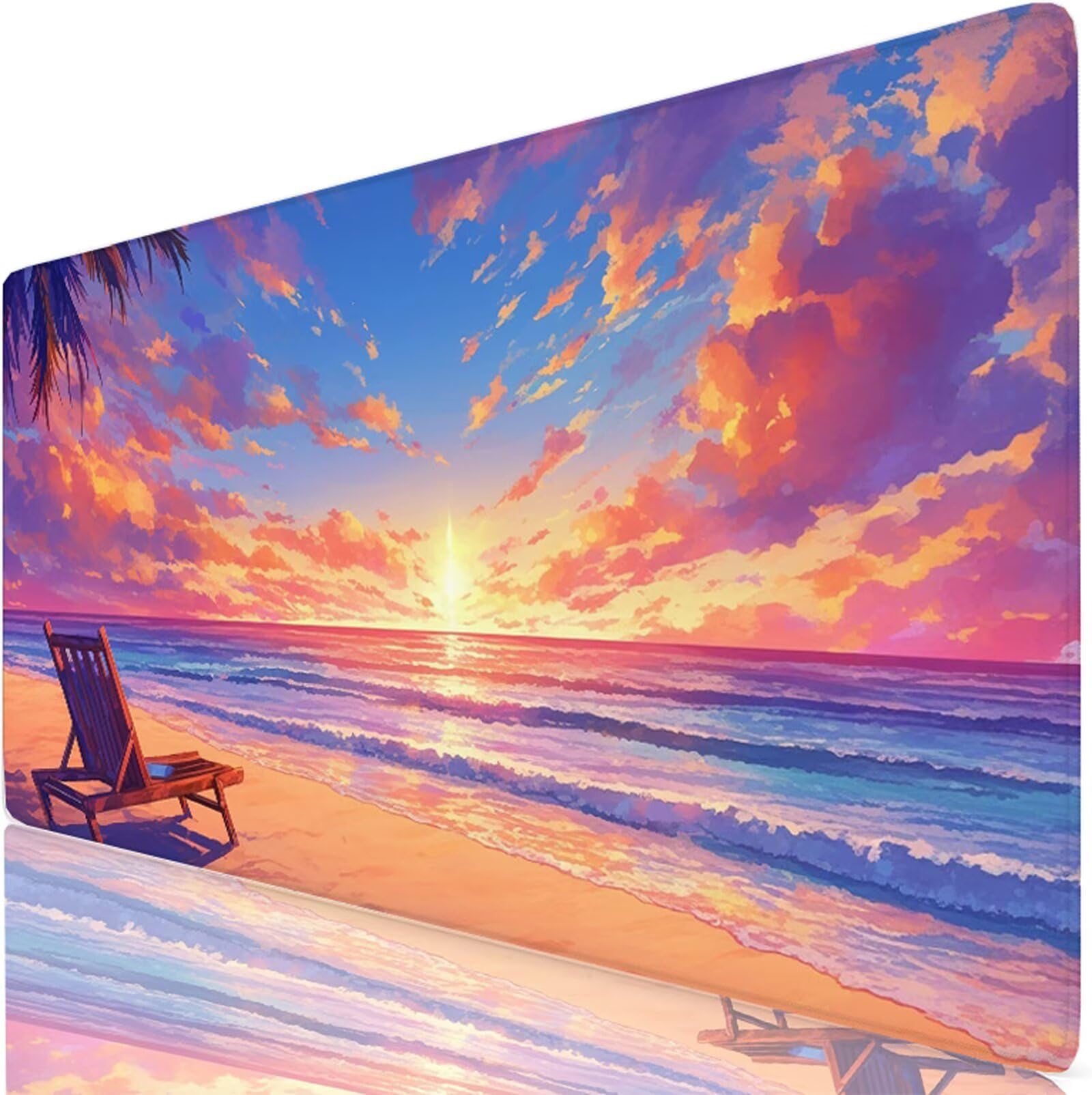 Tappetino Mouse Estate Tappetino Mouse XXL 150x80 cm Mouse Pad Vacanza Sottomano Scrivania Ufficio Grande, Mousepad Gaming Antiscivolo Impermeabile, Tappeto per Accessori Computer, Gamer Regalo W6-873