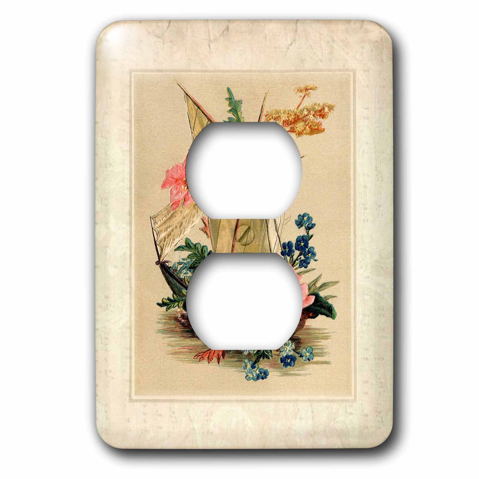Impression de voilier vintage plaque 2 prises de couverture 3dRose
