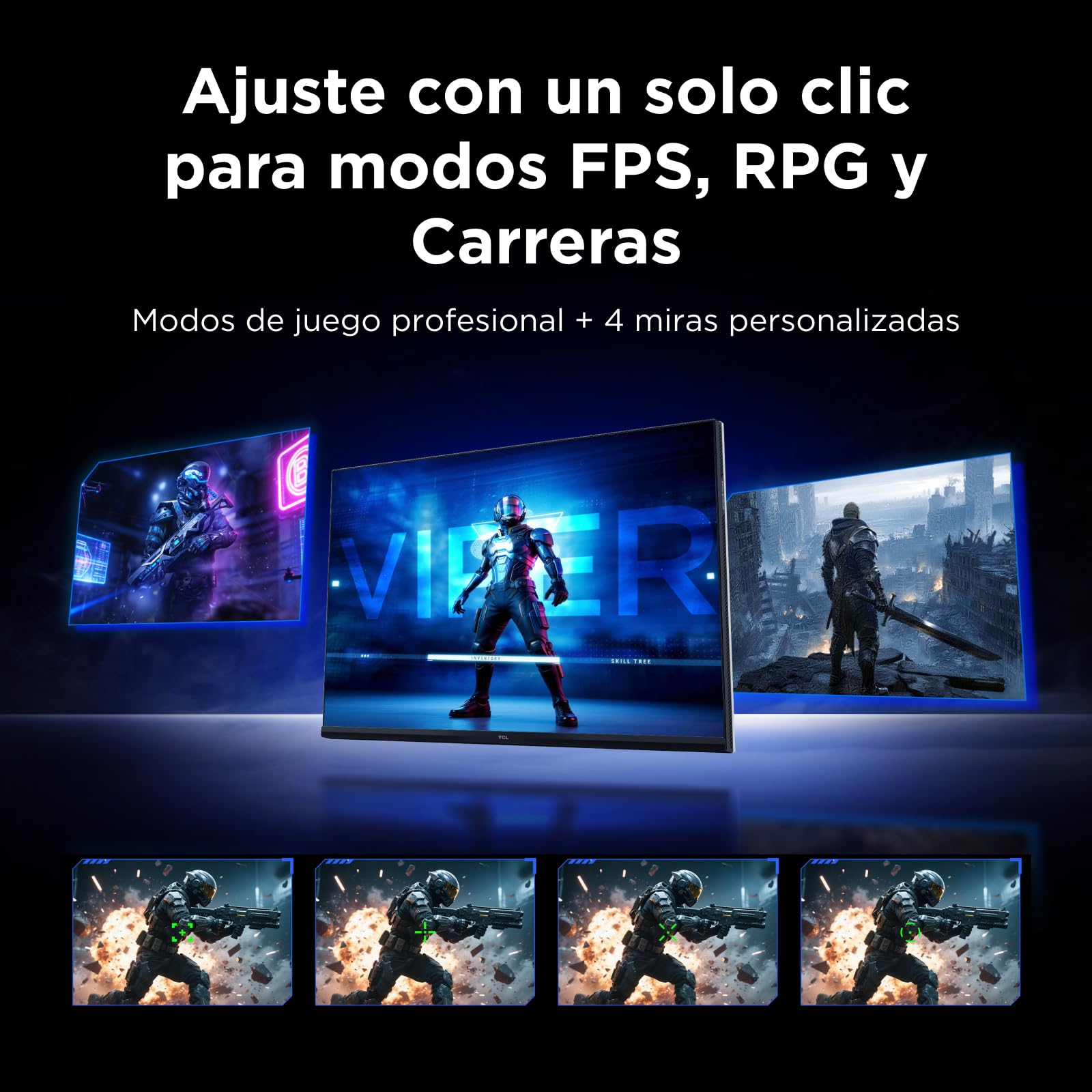 TCL 25G64 Monitor Gaming 25 Pulgadas QD-Mini LED, Full HD, 300Hz, Panel Fast-IPS, 600 nits HDR, 1ms, AMD FreeSync Premium, G-Sync Compatible