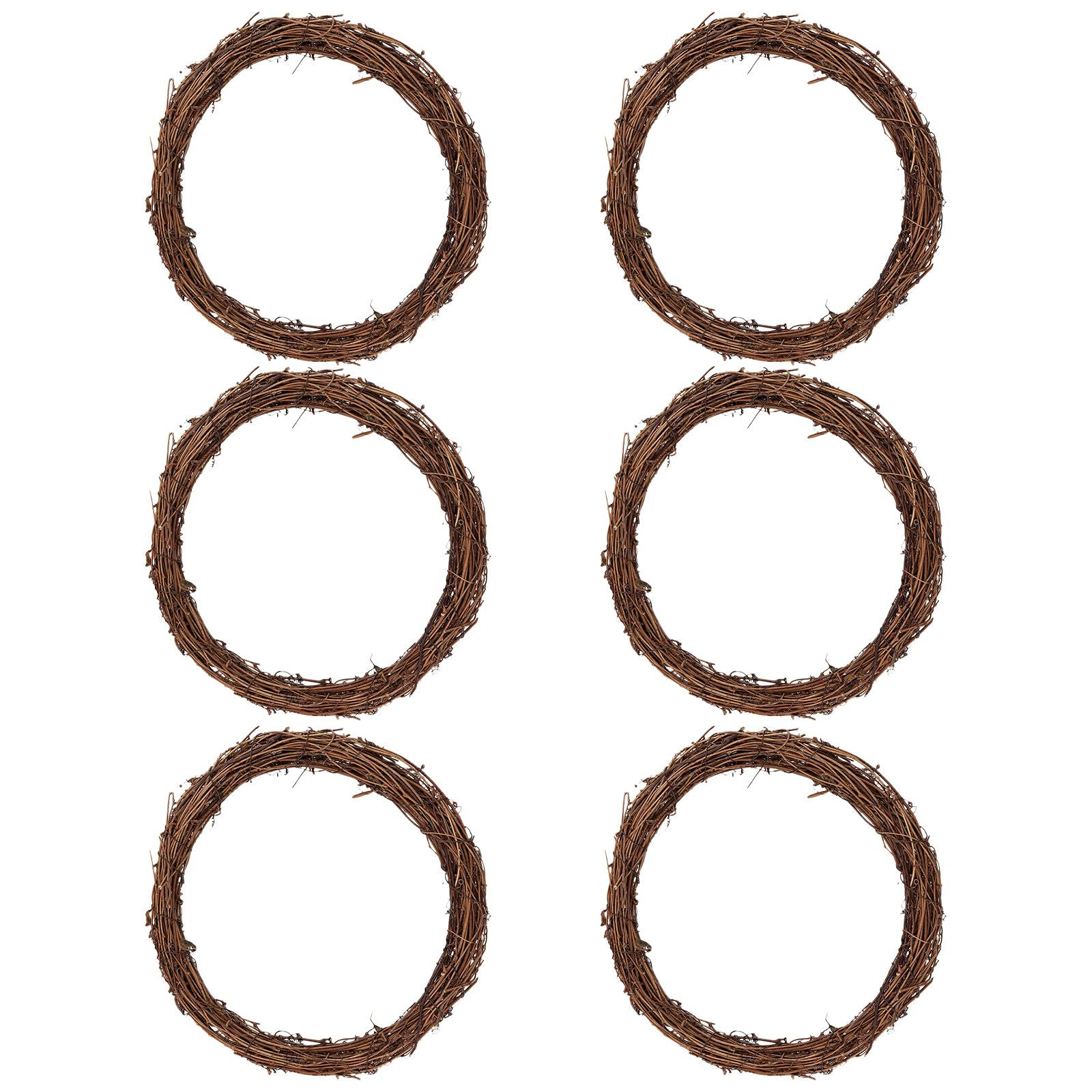 JIAYUET 6 PCS Natural Grapevine Wreaths, 30cm Round Rattan Rings for Wreath Making Supplies & DIY Crafts, Front Door Wall Hanging Decor for Christmas, Halloween, Wedding Parties